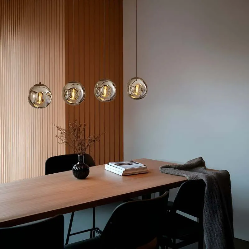 B-Ware Lindby Hängeleuchte Valentina 4-flg. Glas rund smoked für Esszimmer Wohnzimmer