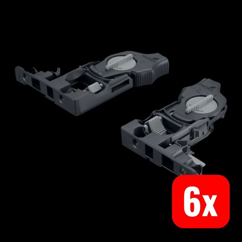 6x B-Ware Hettich Actro 5D Schnäpper Kunststoff für Holzschubkasten anthrazit