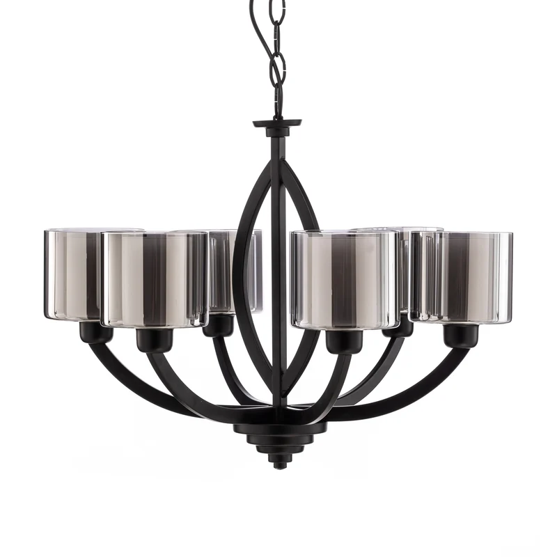 B-Ware Avonni AV-7002-1876-6BSY Kronleuchter Hängeleuchte schwarz 6-flammig E27 LED