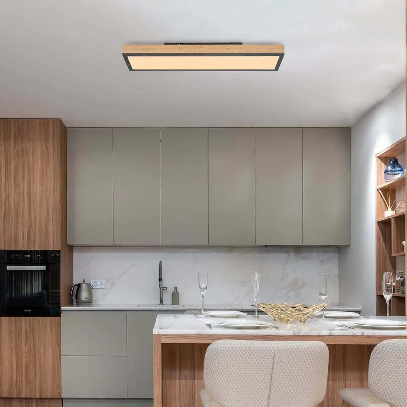 B-Ware LED-Deckenleuchte Doro 60 cm Eiche MDF 18 W 1920 lm warmweiß Globo