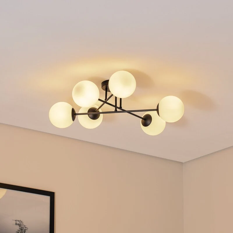 B-Ware Euluna Deckenleuchte Glassy schwarz/opal Deckenlampe Lampe Licht Leuchte Spot