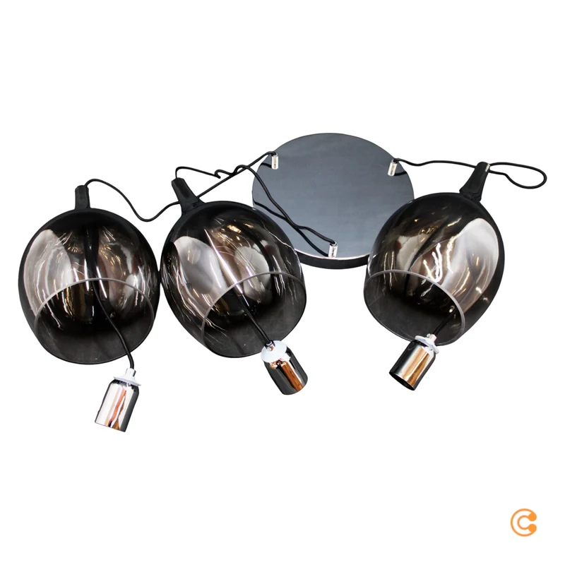 B-Ware Paul Neuhaus Hängeleuchte Pilua Glaslampe Chrom rauchgrau 3-flammig LED E27