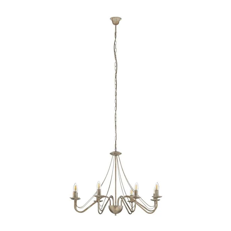 B-Ware Kronleuchter Malbo Hängelampe Licht 8-flammig LED dimmbar weißgold Metall Ø77cm