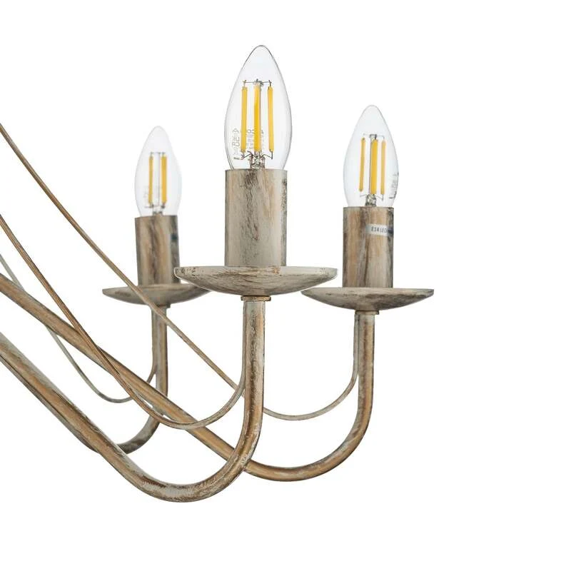 B-Ware Kronleuchter Malbo Hängelampe Licht 8-flammig LED dimmbar weißgold Metall Ø77cm