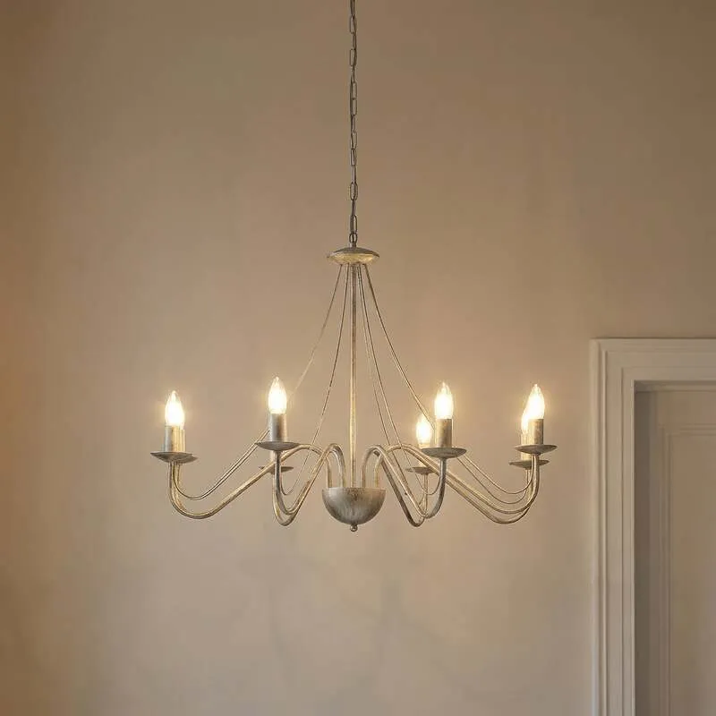 B-Ware Kronleuchter Malbo Hängelampe Licht 8-flammig LED dimmbar weißgold Metall Ø77cm