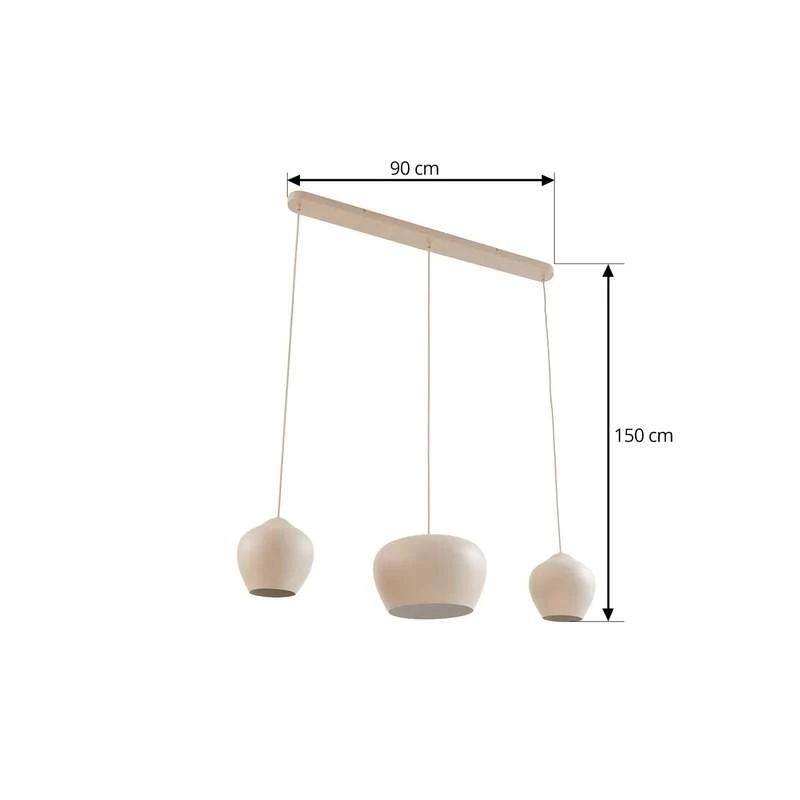 C-Ware Lucande Hängeleuchte Malisa LED Pendelleuchte dimmbar beige 3-flammig 101,5cm