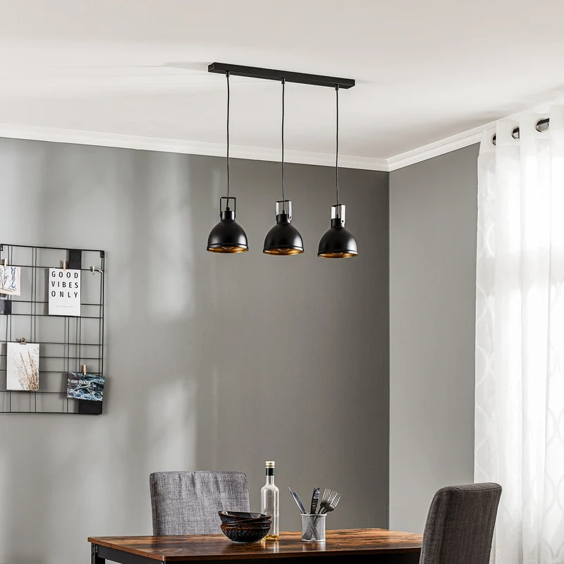B-Ware Euluna Hängeleuchte Trial LED Pendelleuchte dimmbar schwarz gold 3-flammig 60cm