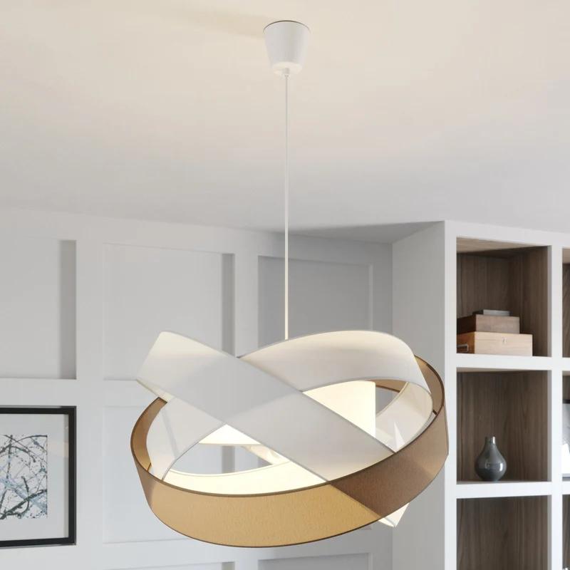 B-Ware Lindby Pendelleuchte Hängeleuchte Simaria LED Lampe dimmbar braun Ø60cm