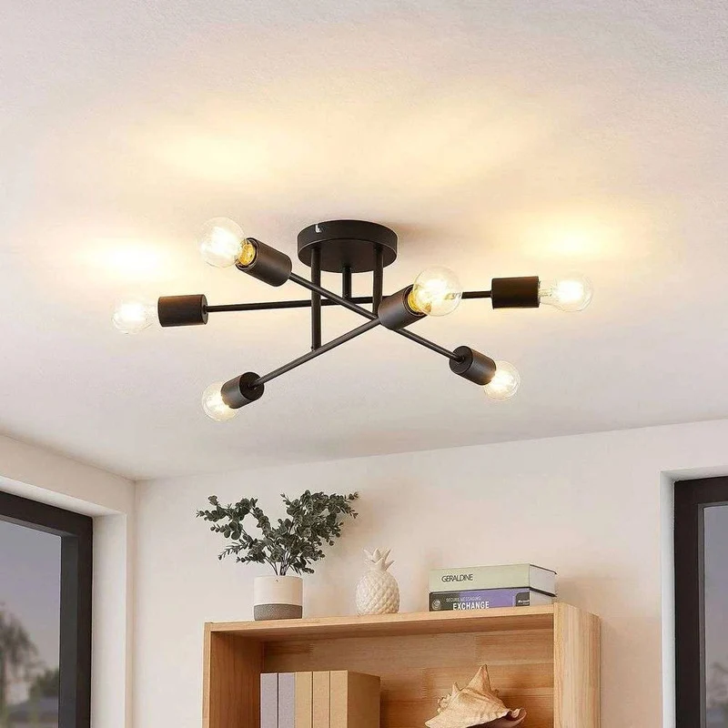 B-Ware Lindby Estar Deckenleuchte Lampe Leuchte sechsflammig schwarz Metall E27 230V