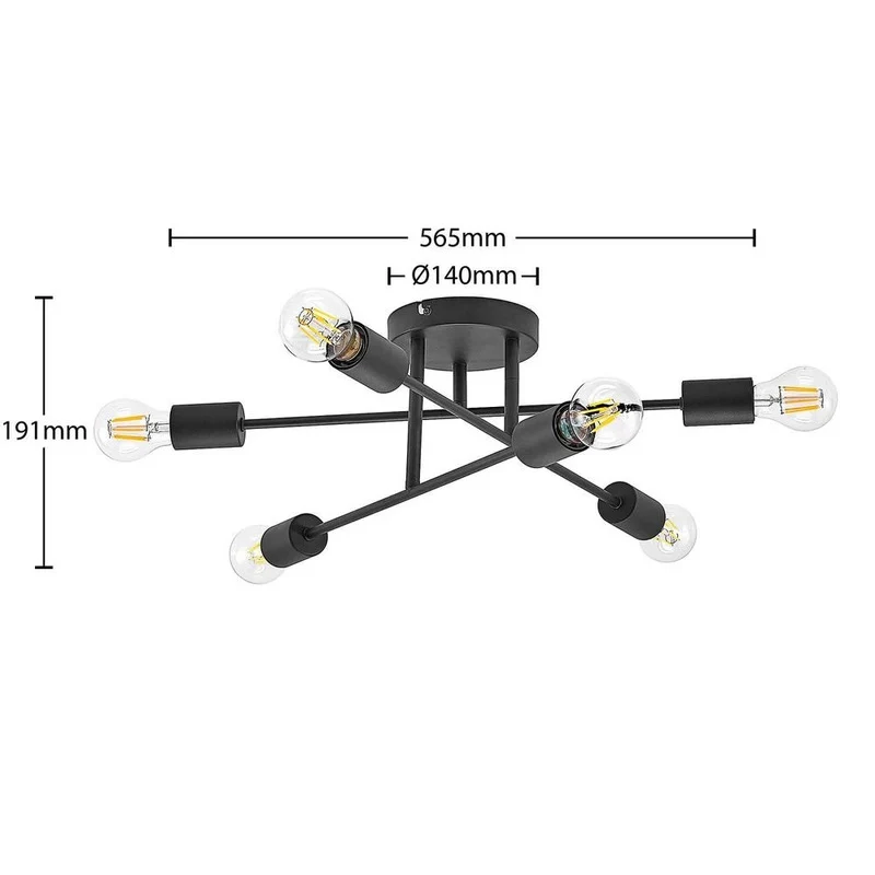 B-Ware Lindby Estar Deckenleuchte Lampe Leuchte sechsflammig schwarz Metall E27 230V