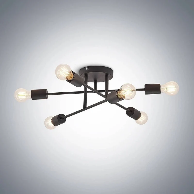 B-Ware Lindby Estar Deckenleuchte Lampe Leuchte sechsflammig schwarz Metall E27 230V