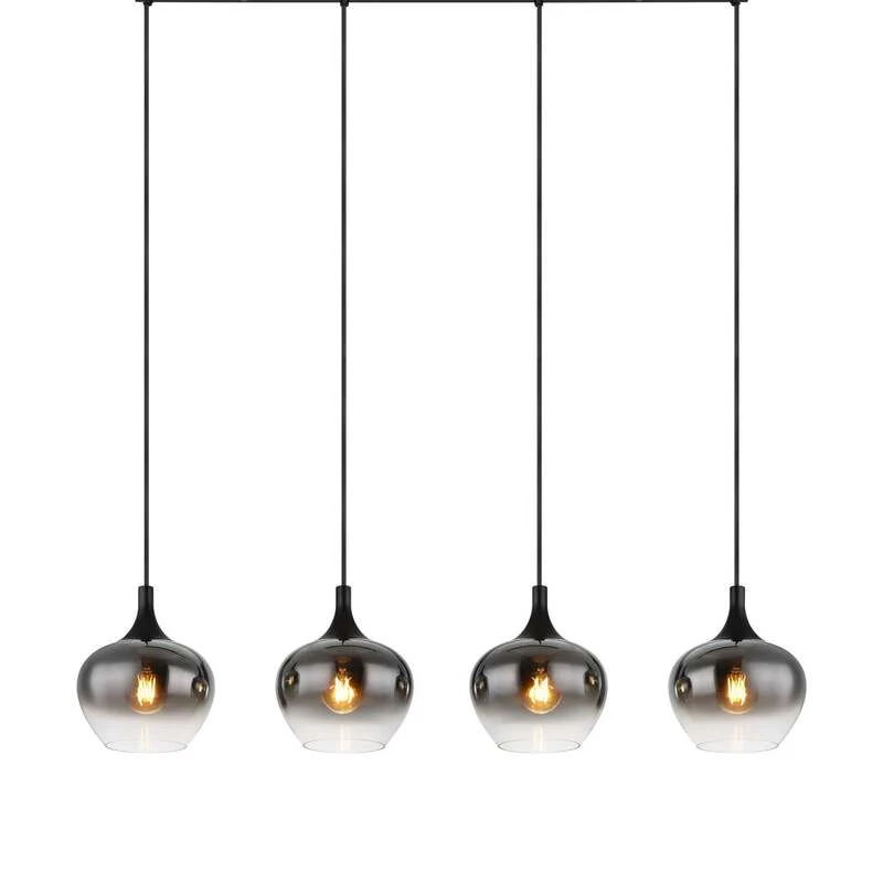 B-Ware Hängelampe Maxy 100 cm rauchgrau 4-flg E27 dimmbar Globo Glas