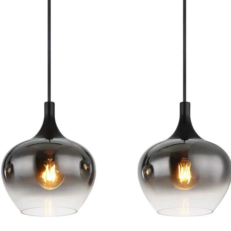 B-Ware Hängelampe Maxy 100 cm rauchgrau 4-flg E27 dimmbar Globo Glas