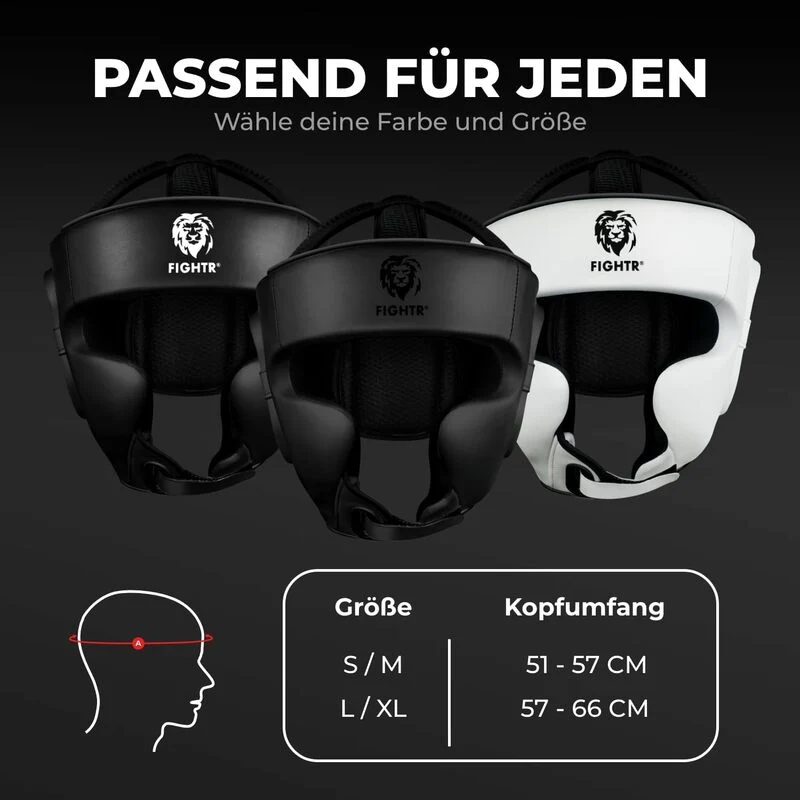 B-Ware FIGHTR MMA Kopfschutz Core All Black XL verstellbar für Boxen und Sparring 78cm
