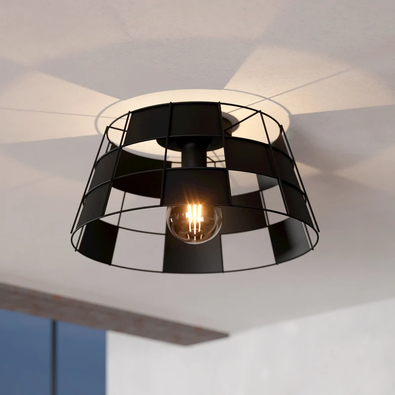 B-Ware EGLO Deckenleuchte Designerleuchte Pontefract dimmbar schwarz Ø42cm Stahl
