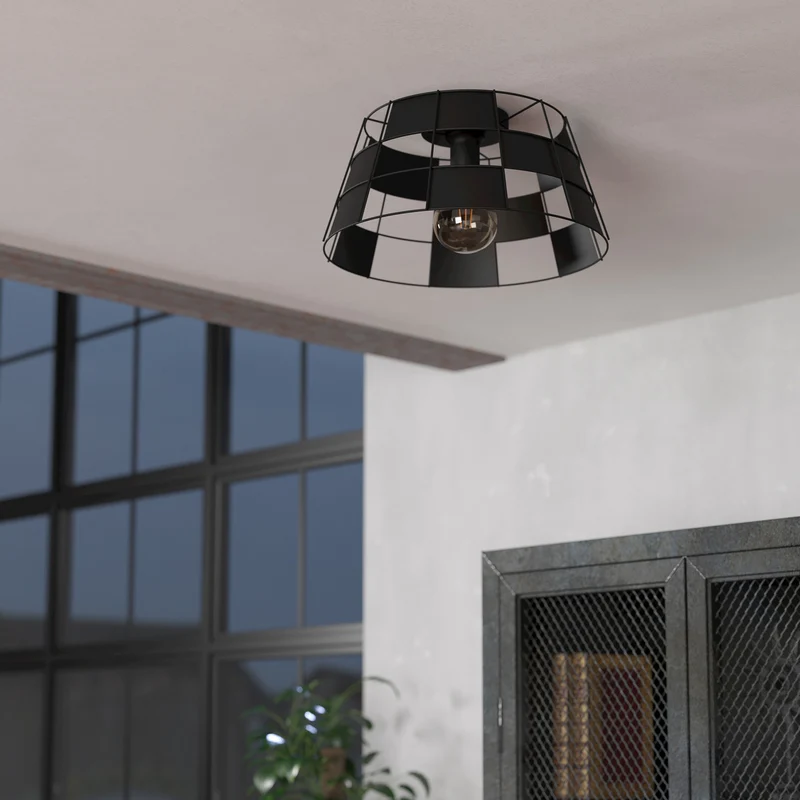 B-Ware EGLO Deckenleuchte Designerleuchte Pontefract dimmbar schwarz Ø42cm Stahl