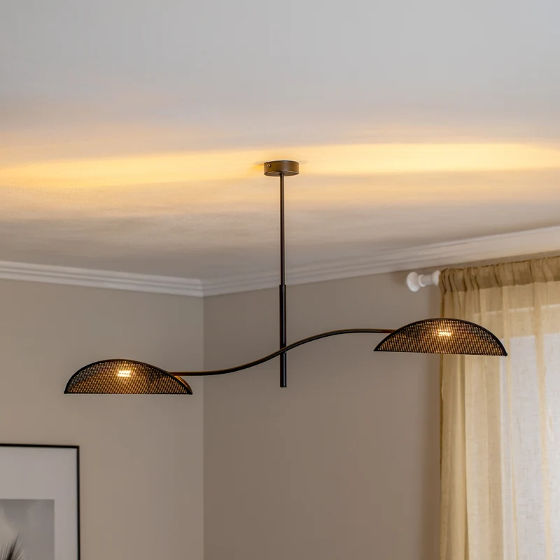 B-Ware emibig Deckenlampe Lotus LED Hängelampe Leuchte dimmbar schwarz/gold 2-flammig