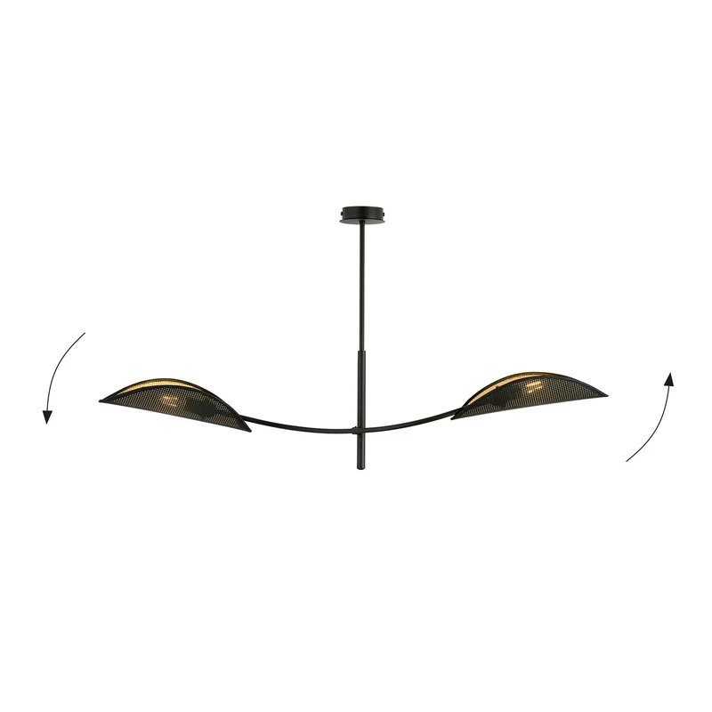 B-Ware emibig Deckenlampe Lotus LED Hängelampe Leuchte dimmbar schwarz/gold 2-flammig