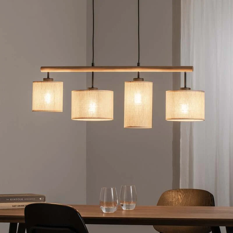 B-Ware TK Lighting Hängeleuchte Deva Nature LED Pendelleuchte dimmbar beige 96x22cm
