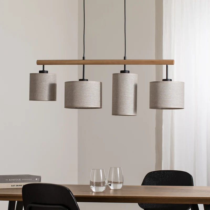 B-Ware TK Lighting Hängeleuchte Deva Nature LED Pendelleuchte dimmbar beige 96x22cm