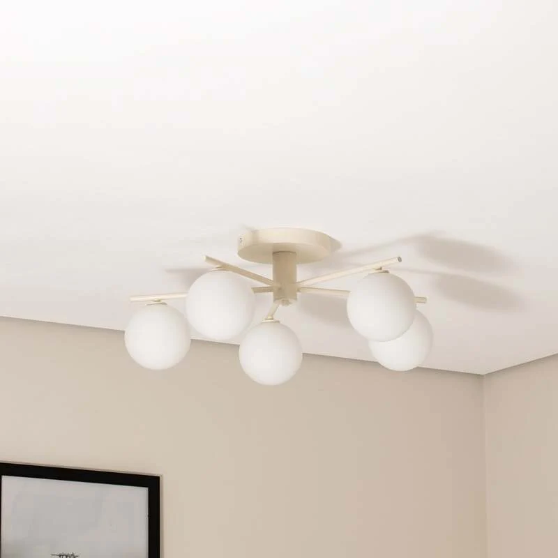 B-Ware Jupiter Deckenleuchte Lampe Prato LED Hängelampe dimmbar sand 5-flammig Ø66cm