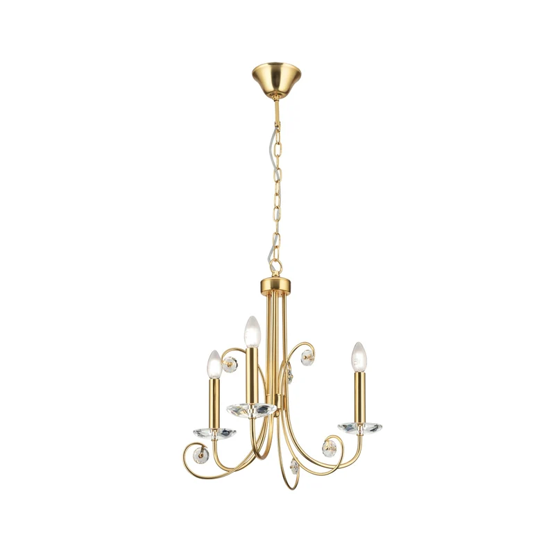 B-Ware Orion Kronleuchter Deckenleuchte Ariane Kristall Lampe goldfarben 3-flammig 50cm