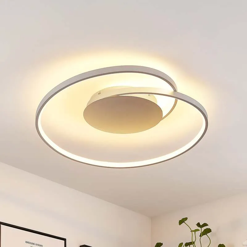 B-Ware Lucande Deckenleuchte Deckenlampe LED Enesa Silber rund Fernbedienung dimmbar299