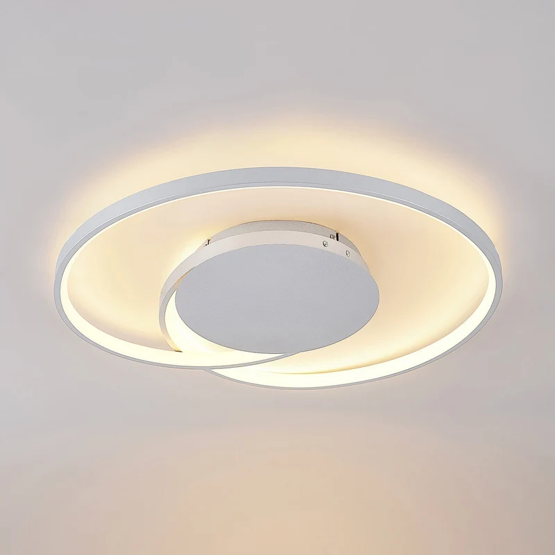 B-Ware Lucande Deckenleuchte Deckenlampe LED Enesa Silber rund Fernbedienung dimmbar299