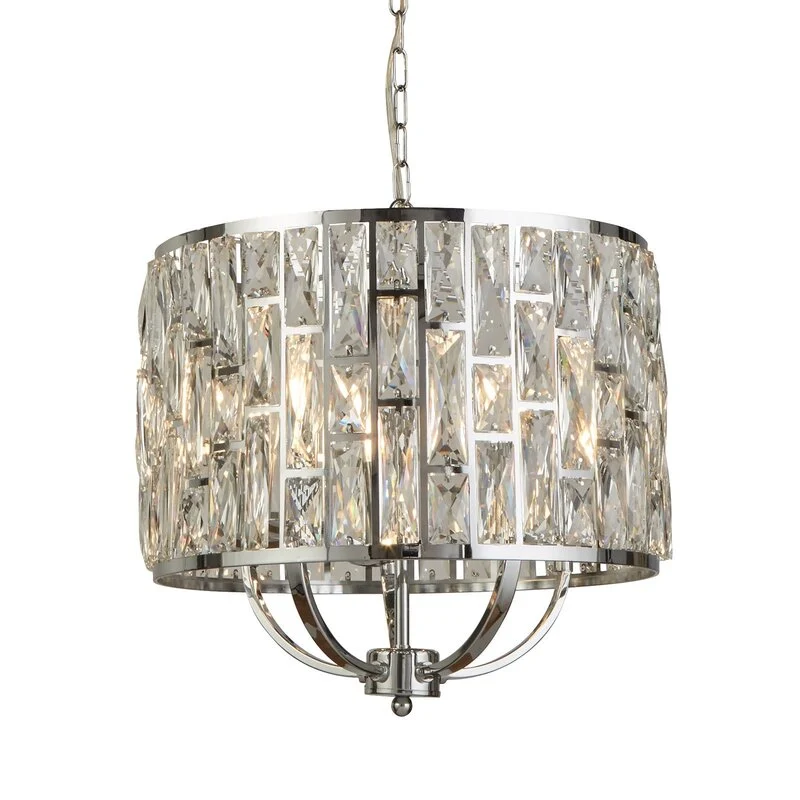 B-Ware Searchlight Hängeleuchte Bijou mit Kristallglasschirm Ø 44 cm chrom Schirm La200