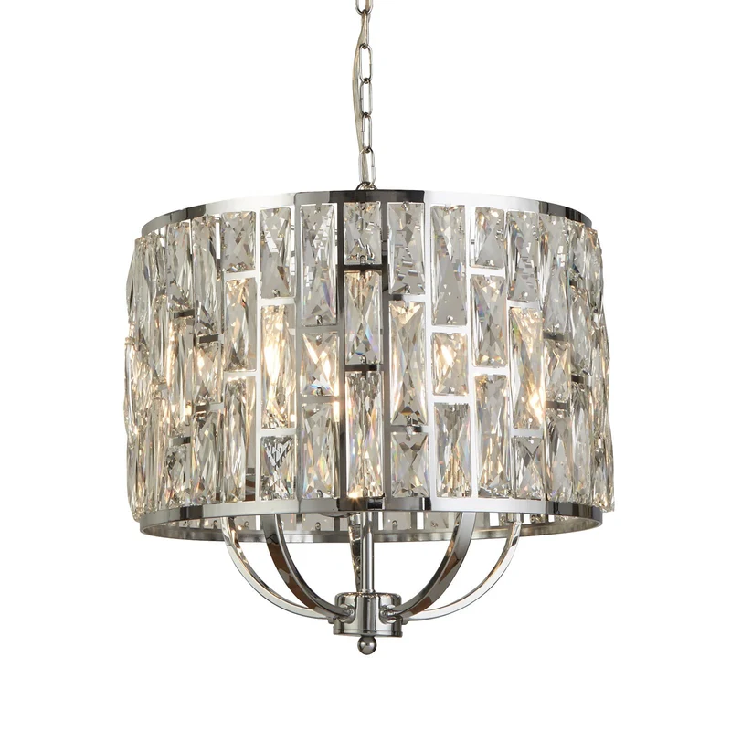 B-Ware Searchlight Hängeleuchte Bijou mit Kristallglasschirm Ø 44 cm chrom Schirm La200