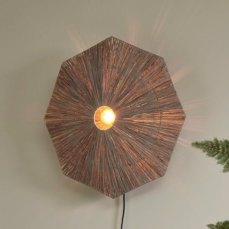 B-Ware Good & Mojo Wandleuchte Panama LED Wandlampe Holz Eisen dunkelgrau Ø65cm 1x60W