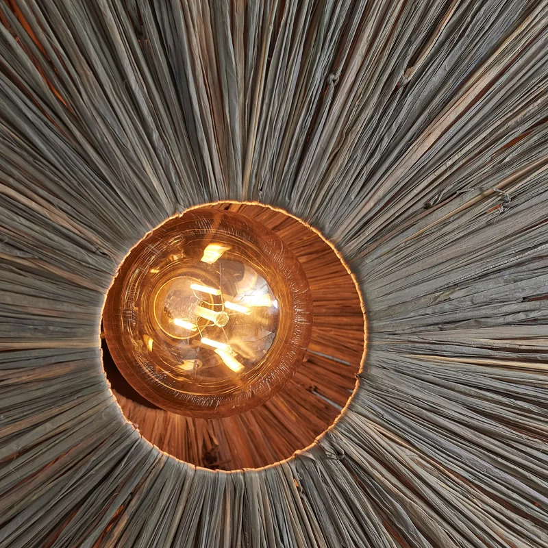 B-Ware Good & Mojo Wandleuchte Panama LED Wandlampe Holz Eisen dunkelgrau Ø65cm 1x60W