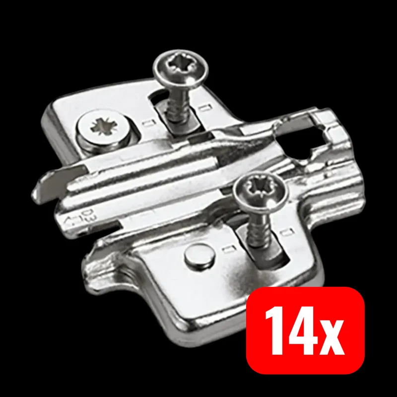 14x B-Ware Hettich Montageplatte Kreuzmontageplatte Stahl nickel Sensys Intermat 14 STÜCK