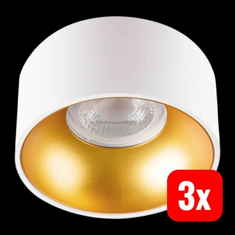 3x B-Ware Kanlux Deckenleuchte MINI RITI GU10 LED Lampe Leuchte dimmbar gold Ø 85 mm weiß