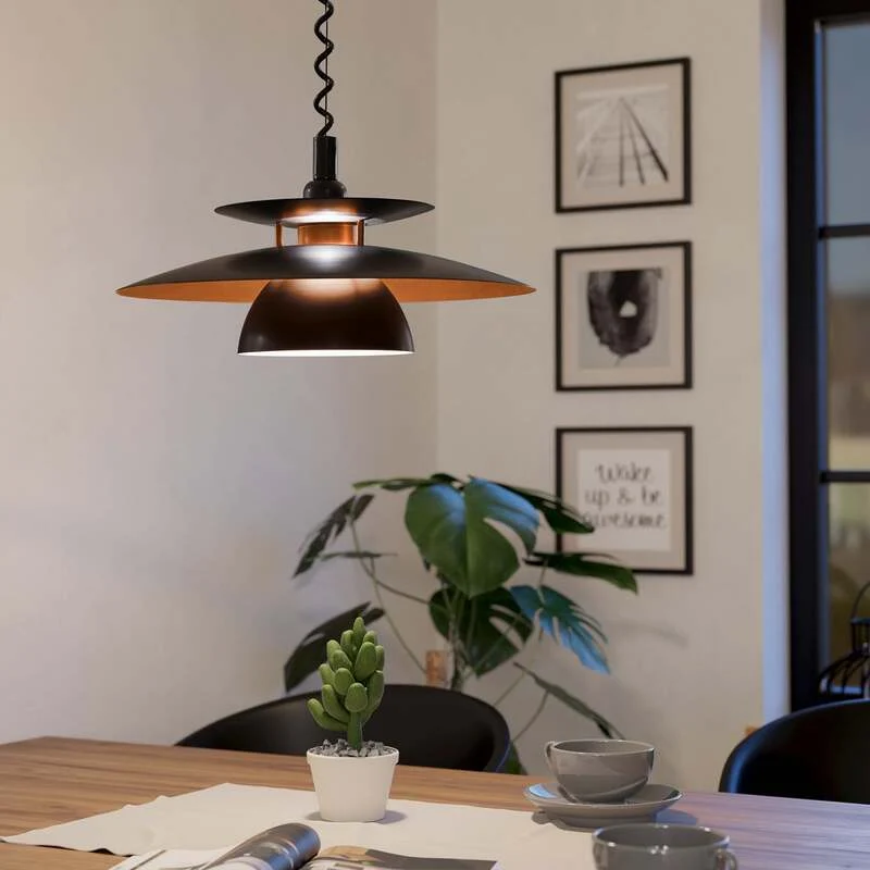 B-Ware Eglo Hängeleuchte Brenda LED Pendelleuchte dimmbar schwarz kupfer 110cm Höhe