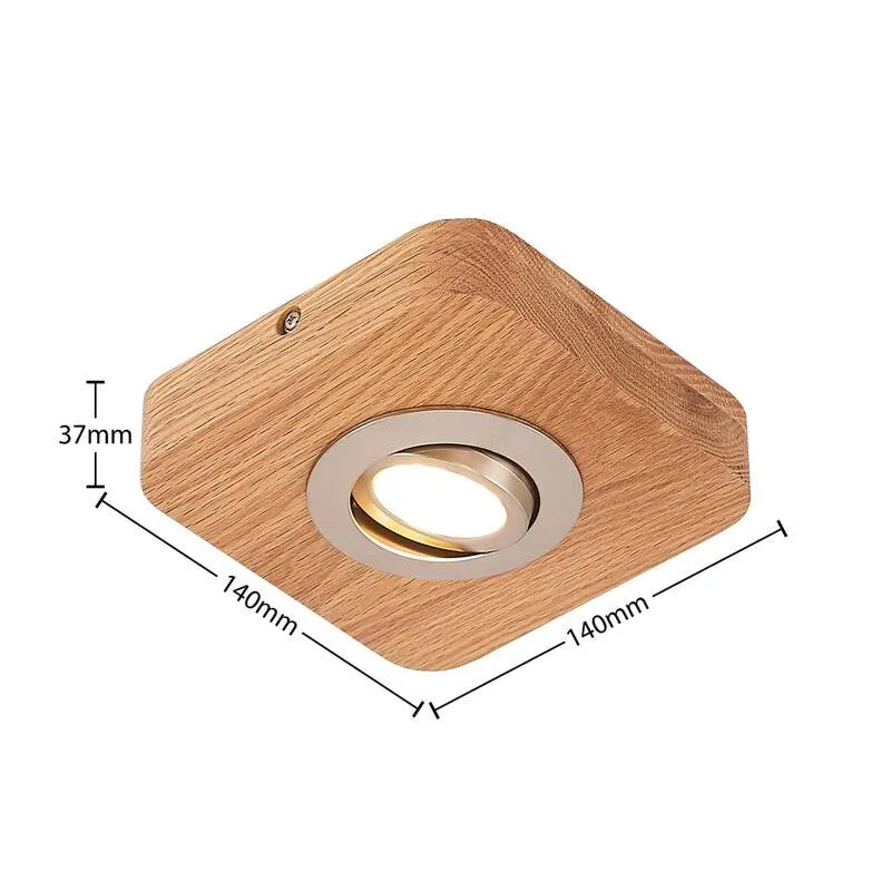 7x B-Ware Lindby Deckenleuchte Mikari LED Lampe Downlight Holz schwenkbar warmweiß 14cm