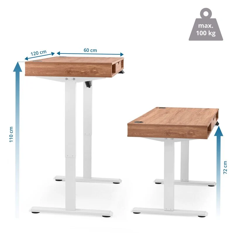 B-Ware hjh OFFICE Schreibtisch Tisch elektrisch verstellbar Eiche Weiß Worktime Style