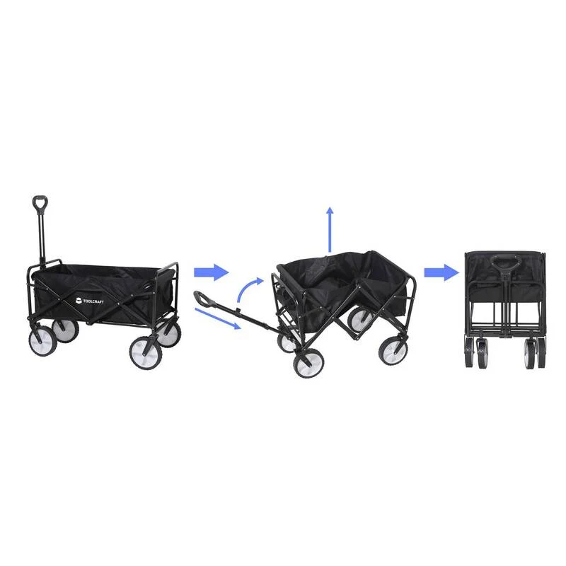 B-Ware Toolcraft Bollerwagen Handwagen Transportwagen Faltbar Stahl 80KG Polypropylen
