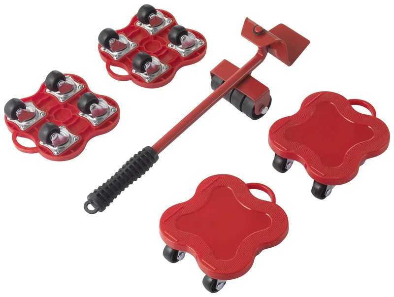 2x B-Ware TOOLCRAFT Möbelheber Transportroller Set 400kg Traglast 4 Räder Stahl 116x130mm