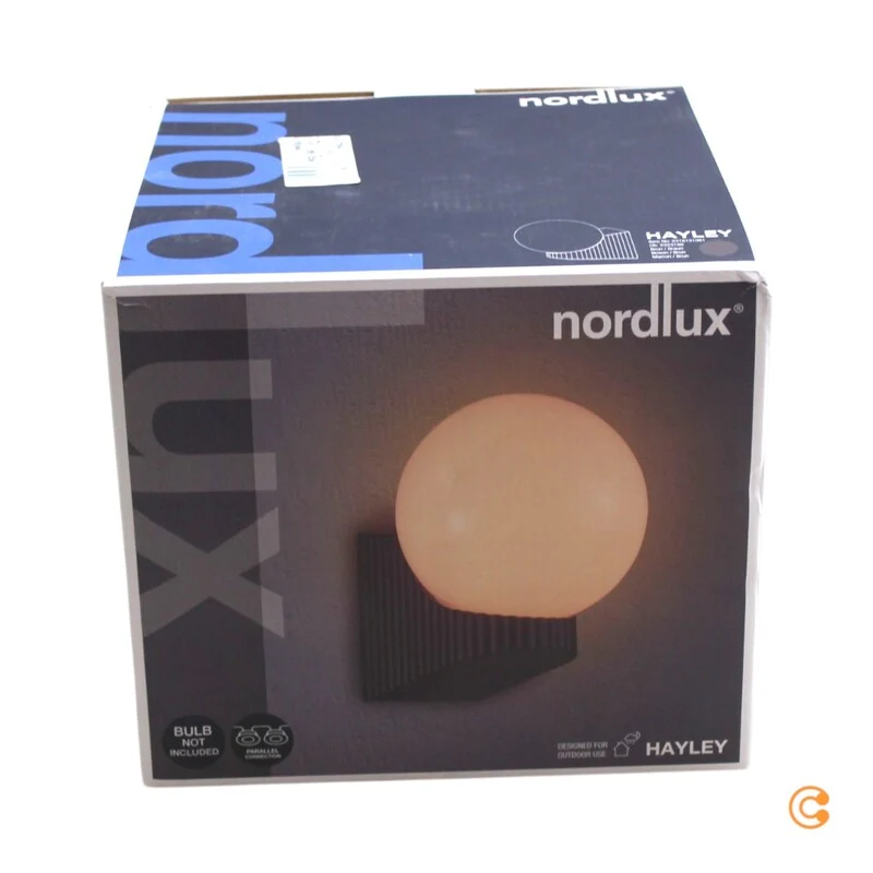 B-Ware Nordlux Wandleuchte Wandlampe Hayley Braun Kugel Glas matt E27 LED Aluminium