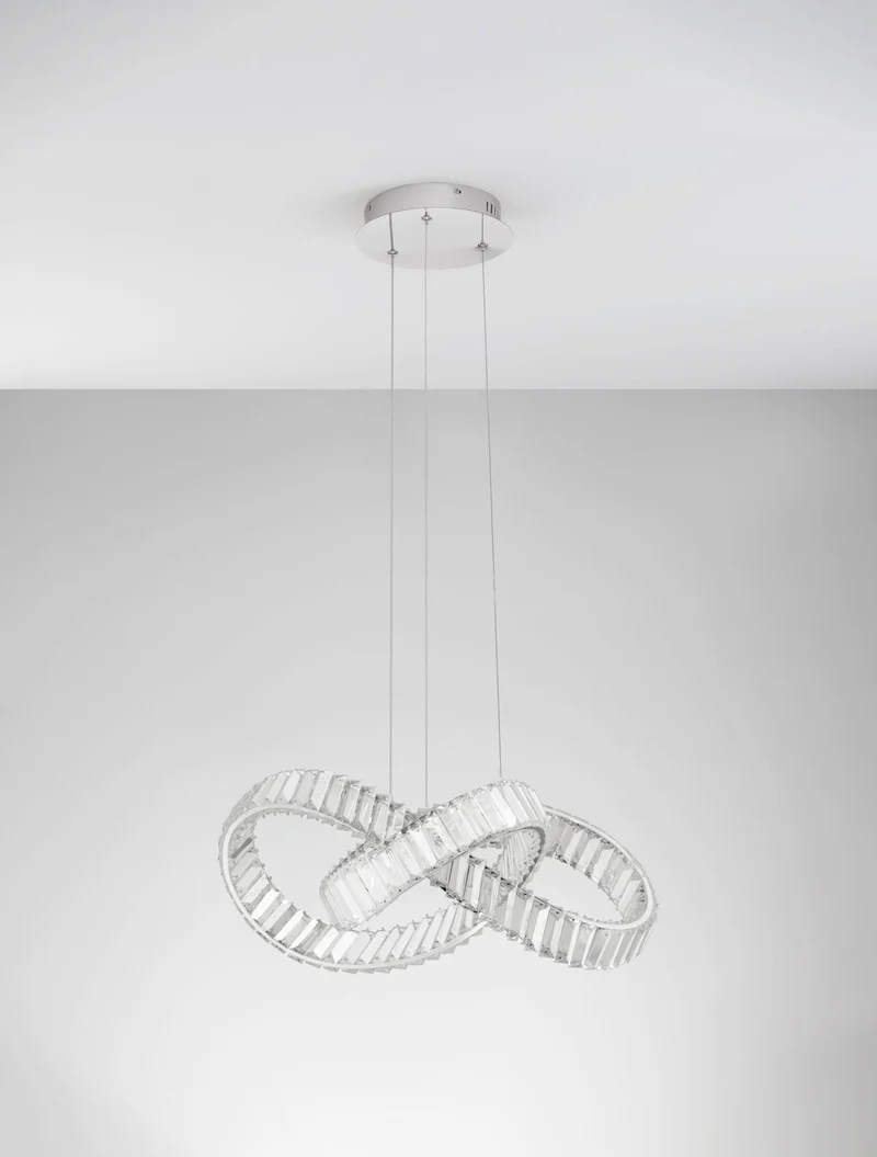 B-Ware Nova Luce Pendelleuchte Hängeleuchte CONCETO LED Chrom dimmbar 60 cm SIEHE TEXT