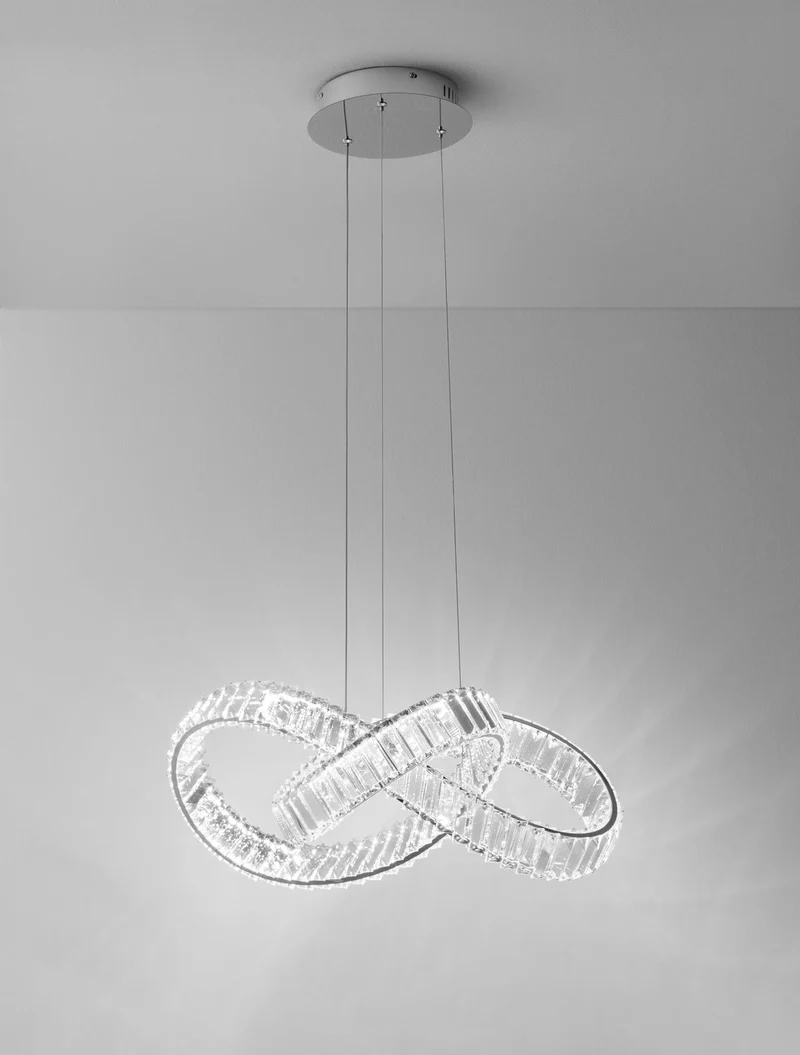 B-Ware Nova Luce Pendelleuchte Hängeleuchte CONCETO LED Chrom dimmbar 60 cm SIEHE TEXT