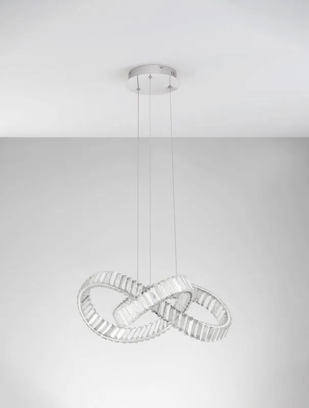 B-Ware Nova Luce Pendelleuchte Hängeleuchte CONCETO LED Chrom dimmbar 60 cm SIEHE TEXT