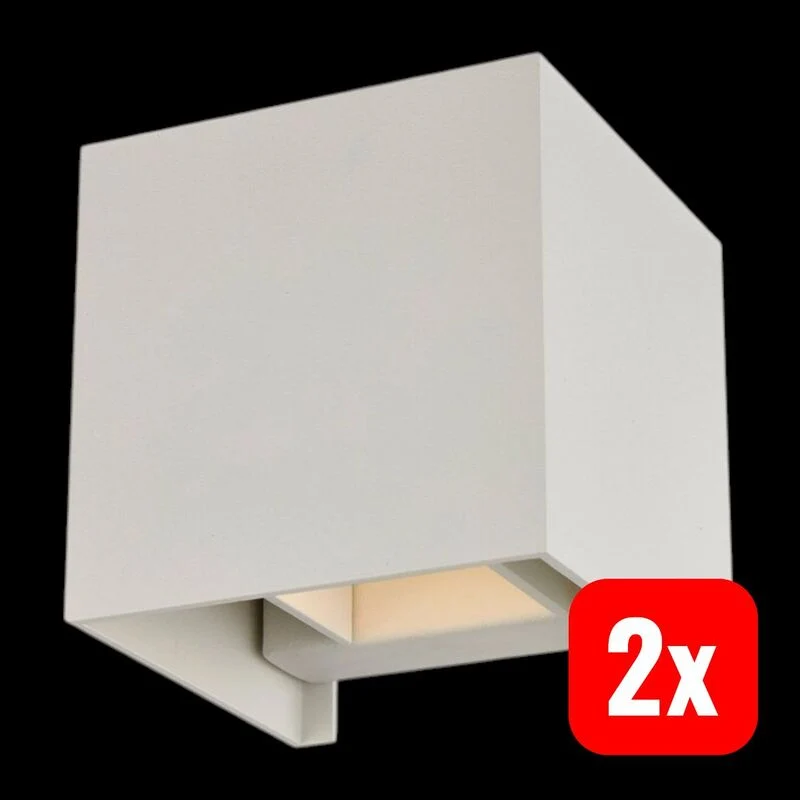 2x B-Ware Arcchio Wandleuchte Wandlampe Zuzana weiß Aluminium eckig G9 Leuchte 10 cm