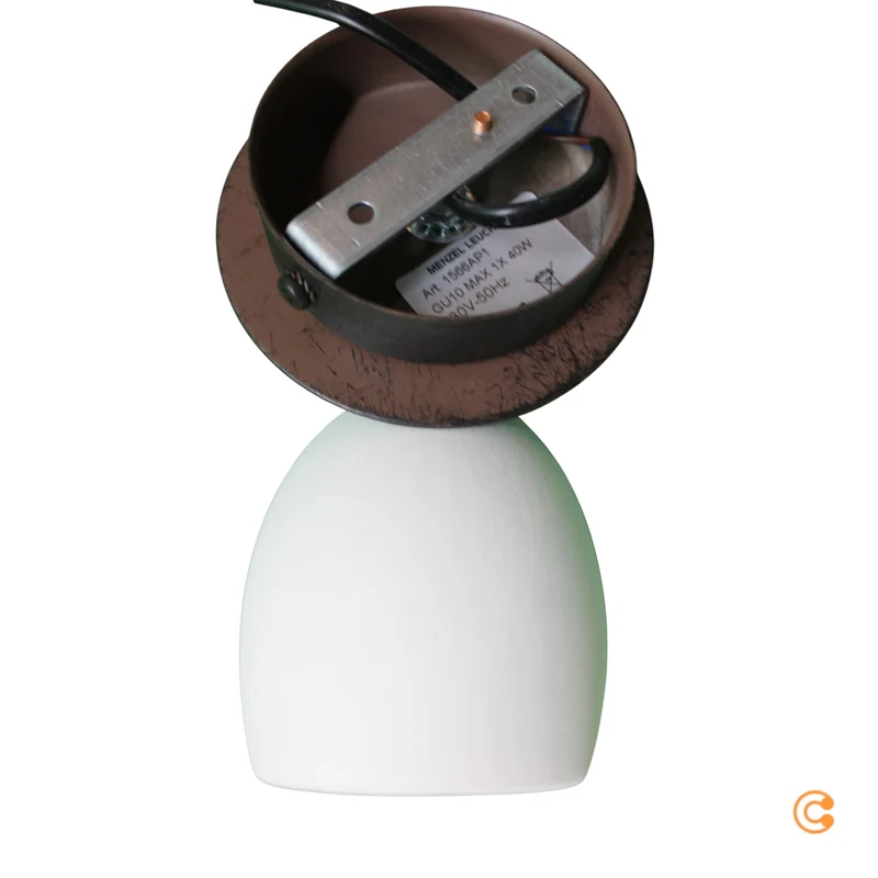 B-Ware Menzel Wandspot Strahler Keramik Eisen Provence matt dunkelbraun weiß GU10 LED