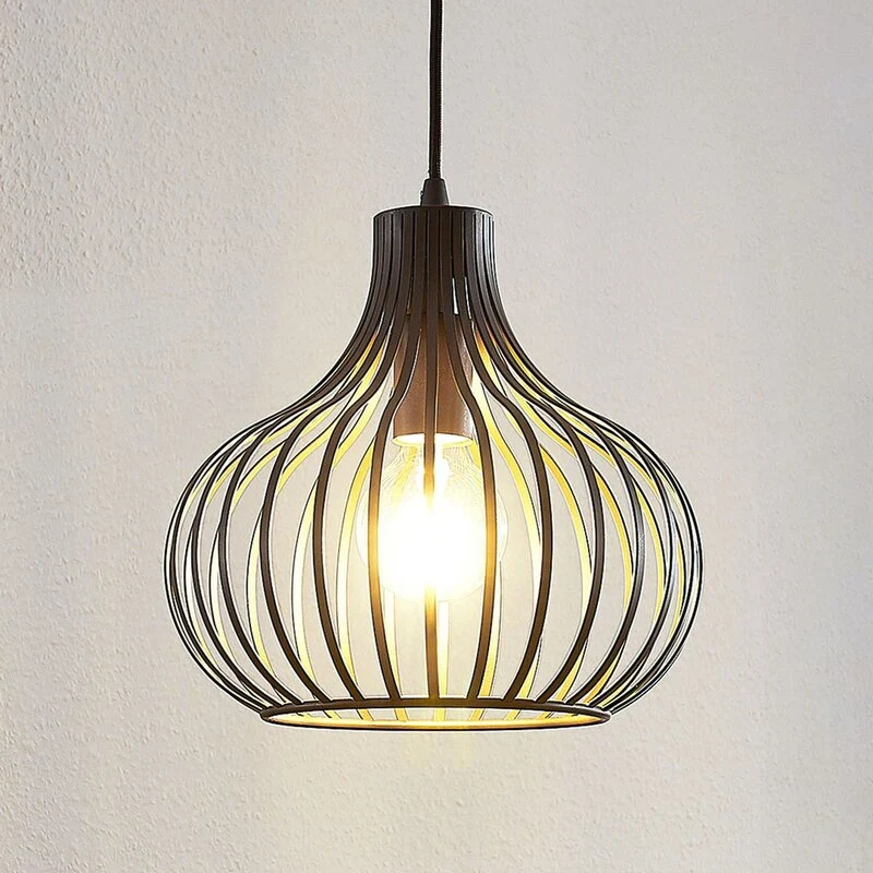B-Ware Lindby Frances Hängeleuchte braun 1-fl. Ø 28 cm Hängeleuchte Pendelleuchte Lampe