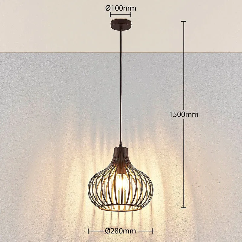 B-Ware Lindby Frances Hängeleuchte braun 1-fl. Ø 28 cm Hängeleuchte Pendelleuchte Lampe