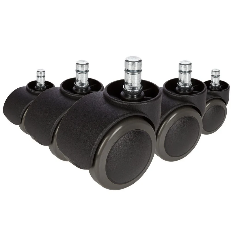B-Ware hjh OFFICE 5x ROLO 10mm/50mm Hartböden Stuhlrollen Schwarz Rollen Drehstuhl Büro