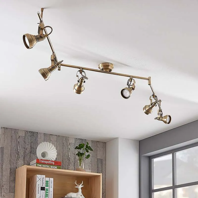 B-Ware Lindby Deckenlampe Deckenleuchte Perseas Altmessing 6 Flammig Strahler GU10311