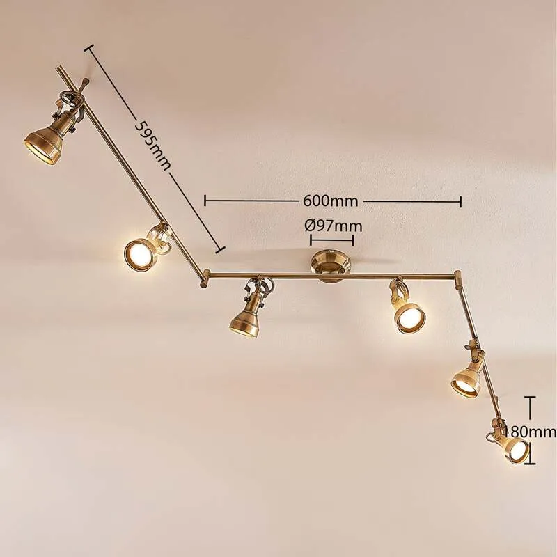 B-Ware Lindby Deckenlampe Deckenleuchte Perseas Altmessing 6 Flammig Strahler GU10311